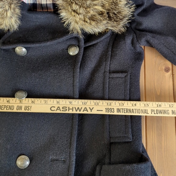 Aritzia Community Black Wool Winter Coat with Faux Fur Collar XS - Picture 9 of 16